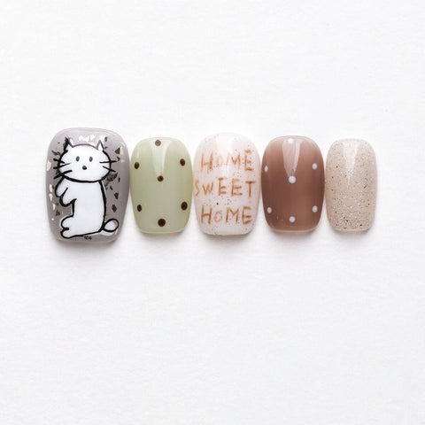 Home Sweet Home Cat Press-On Nails