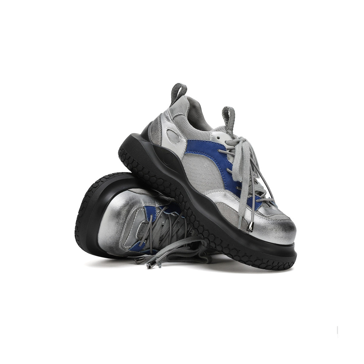 honeycomb platform turbo sneakers all silver 3