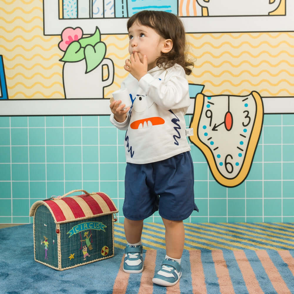 hophop soft sole non slip pre walker baby sneakers all blue 7