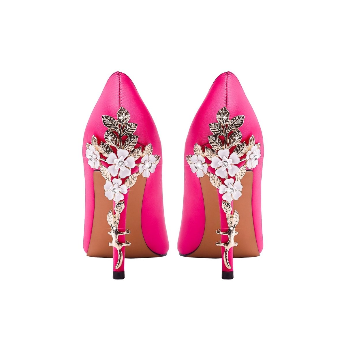 Hot Pink Gem Encrusted Stiletto Heel Pumps - 0cm