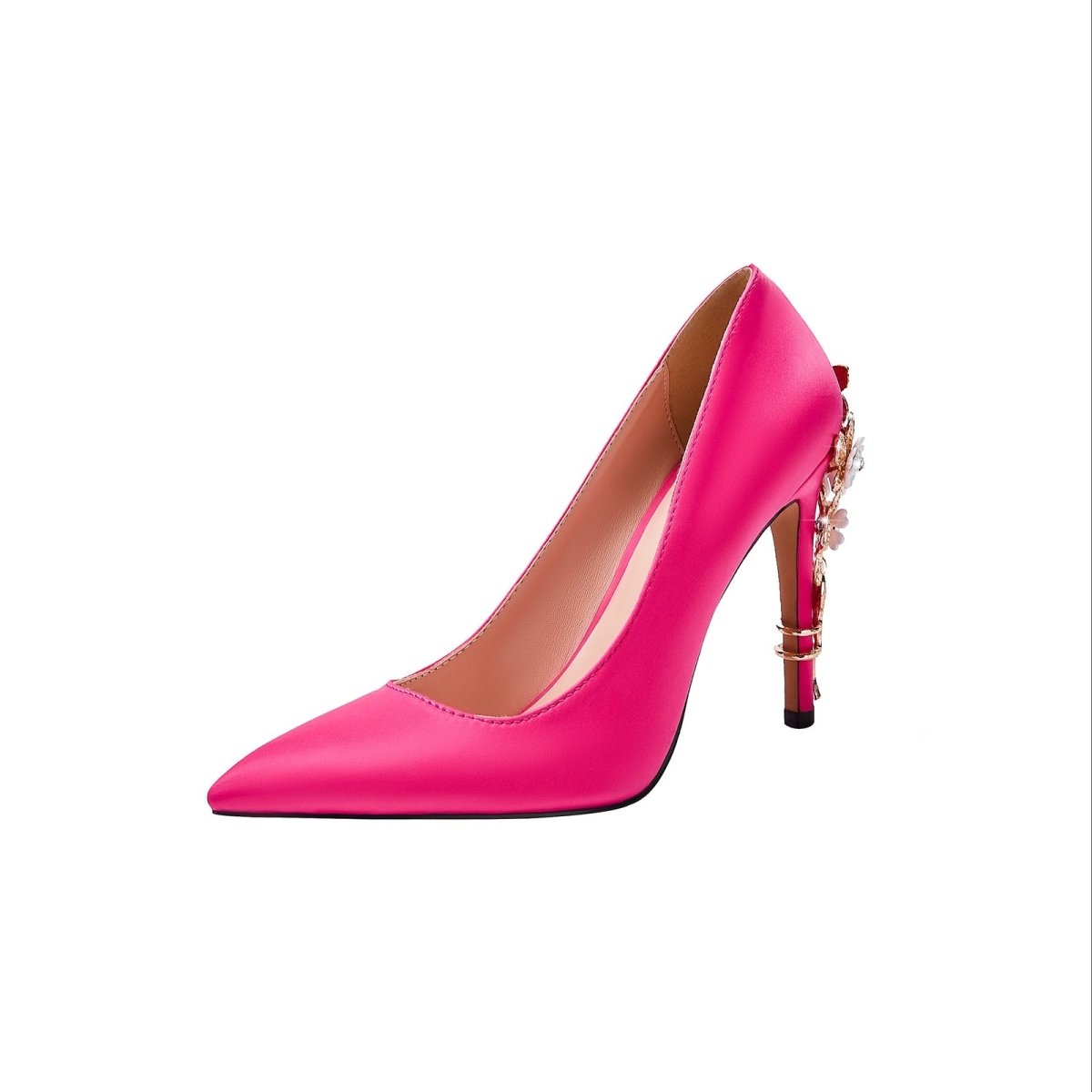 Hot Pink Gem Encrusted Stiletto Heel Pumps - 0cm
