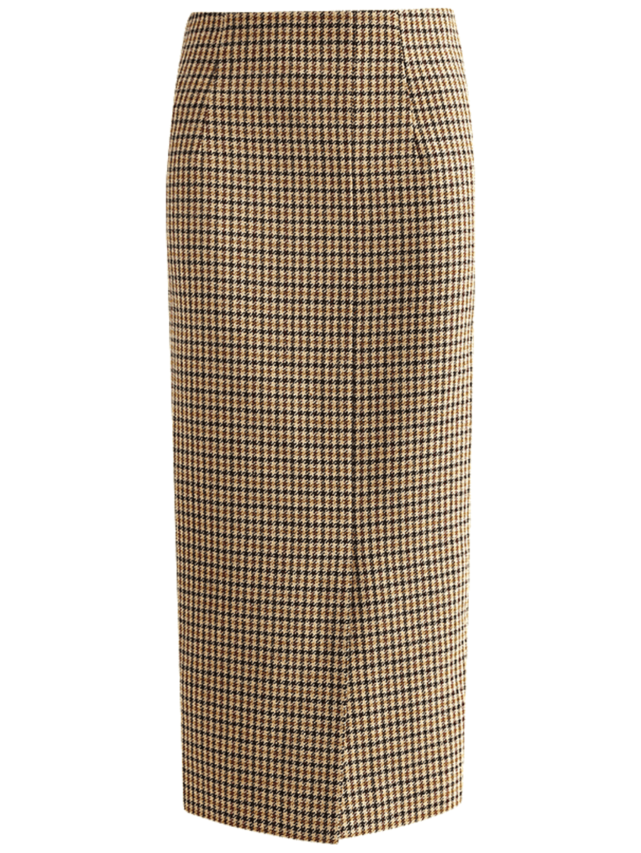 houndstooth brown checkered wool skirt all check 4