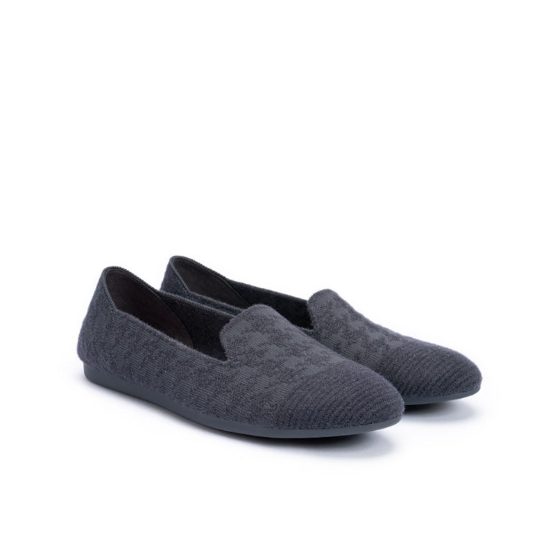Houndstooth Knit Slip-On Flat Loafers – Round Toe Everyday Flats