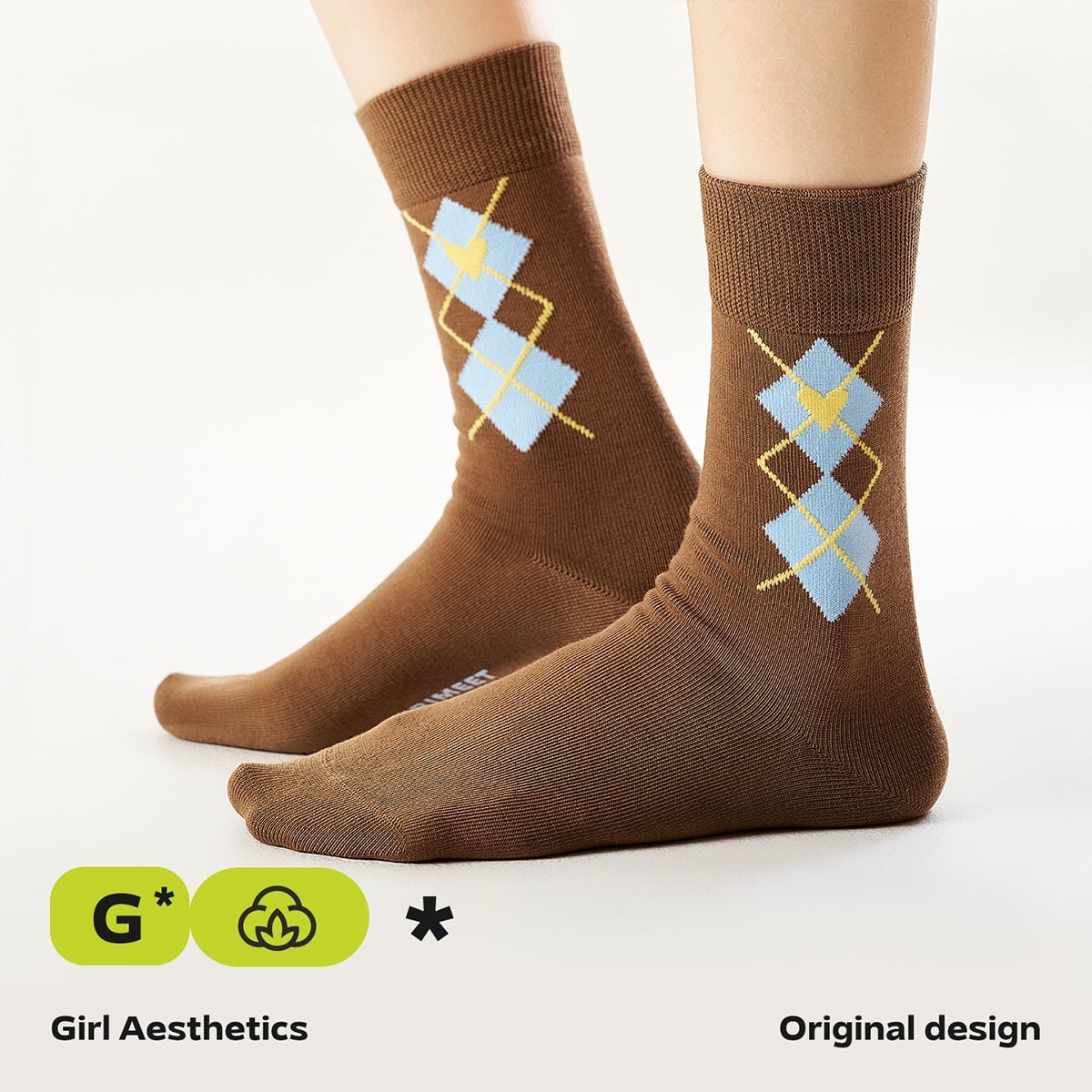 Illustrated Ribbon & Cherry Mid - Calf Socks – Women's 5 - Pair All - Season Crew Set