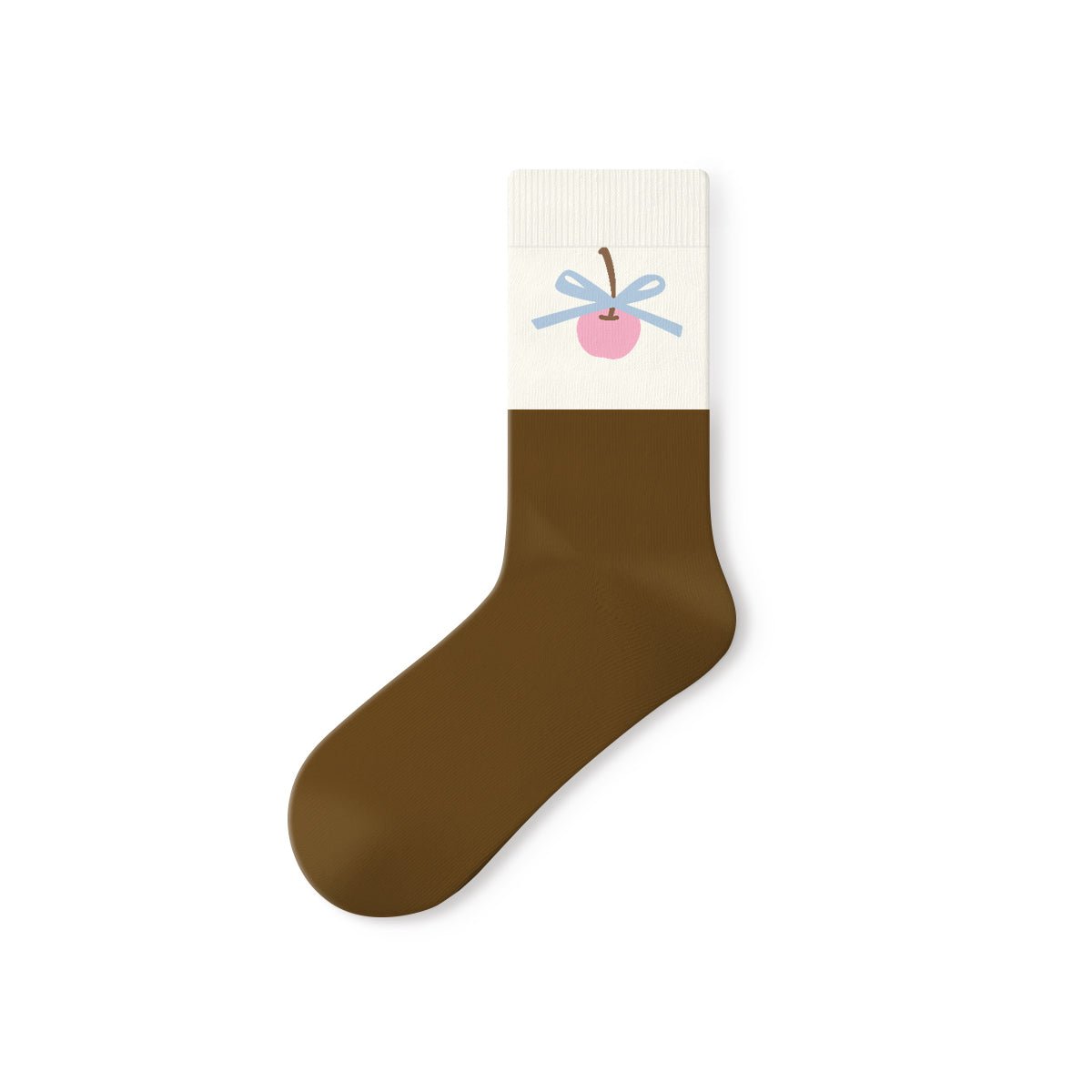 Illustrated Ribbon & Cherry Mid - Calf Socks – Women's 5 - Pair All - Season Crew Set