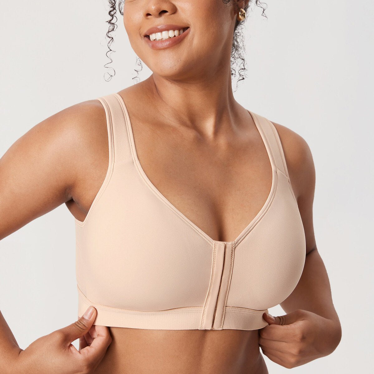 Inbarely Plus Front Closure Posture Wireless Lightly Padded Full Coverage Bra