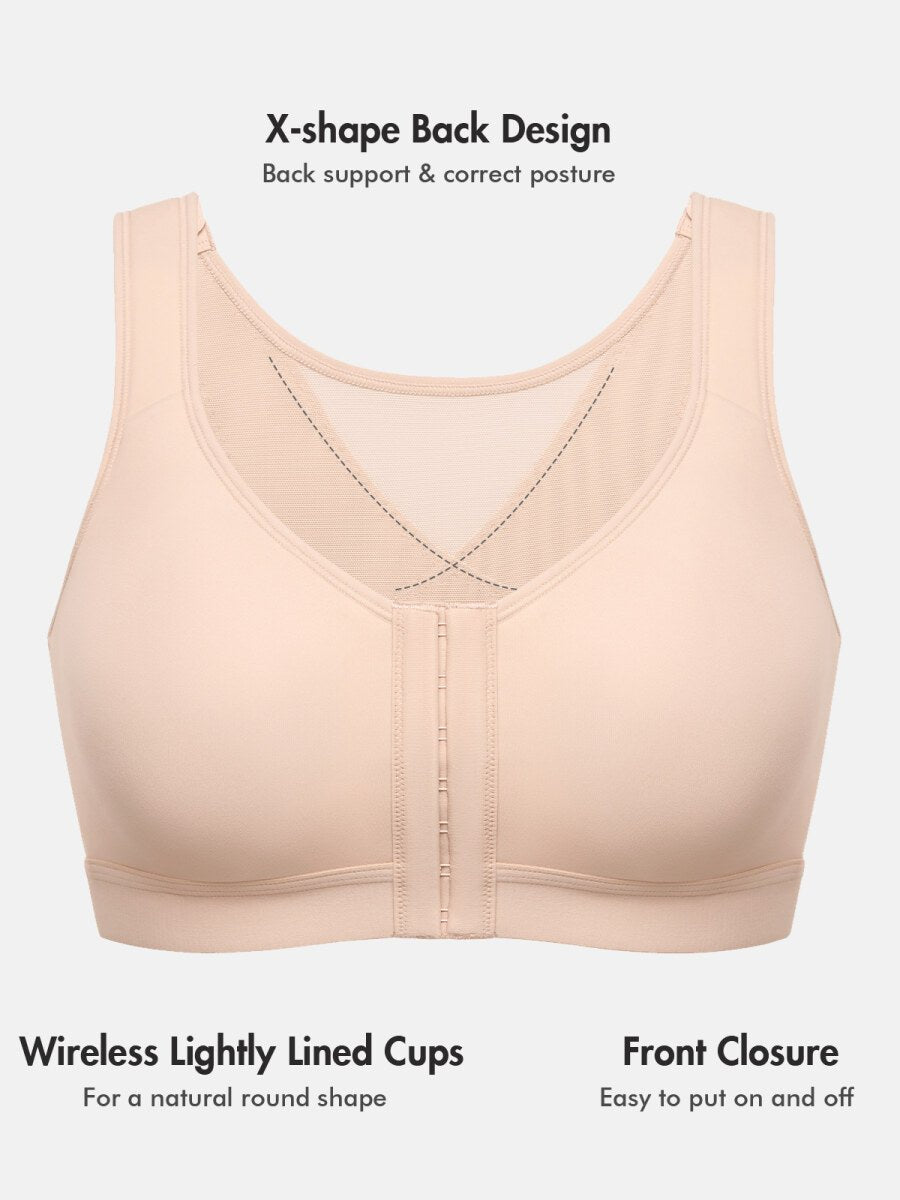 Inbarely Plus Front Closure Posture Wireless Lightly Padded Full Coverage Bra