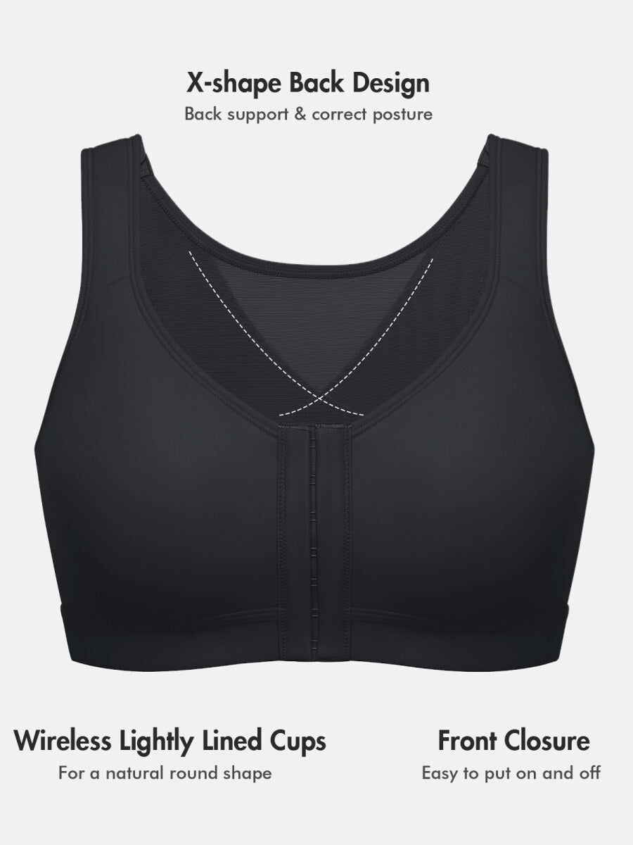 Inbarely Plus Front Closure Posture Wireless Lightly Padded Full Coverage Bra