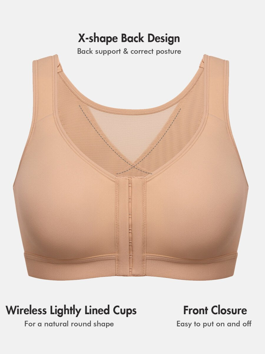 Inbarely Plus Front Closure Posture Wireless Lightly Padded Full Coverage Bra