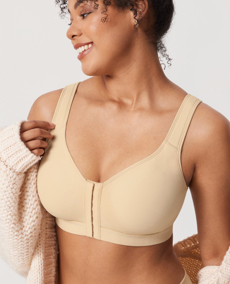Inbarely Plus Front Closure Posture Wireless Lightly Padded Full Coverage Bra