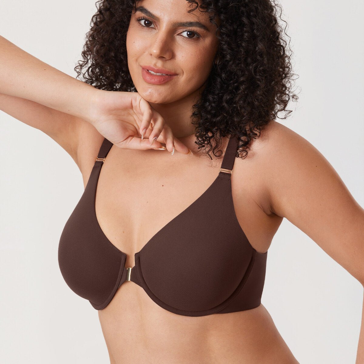 Inbarely Plus Front Closure Racerback Full Coverage Unlined Underwire Bra