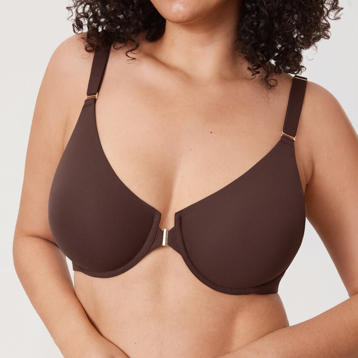 Inbarely Plus Front Closure Racerback Full Coverage Unlined Underwire Bra