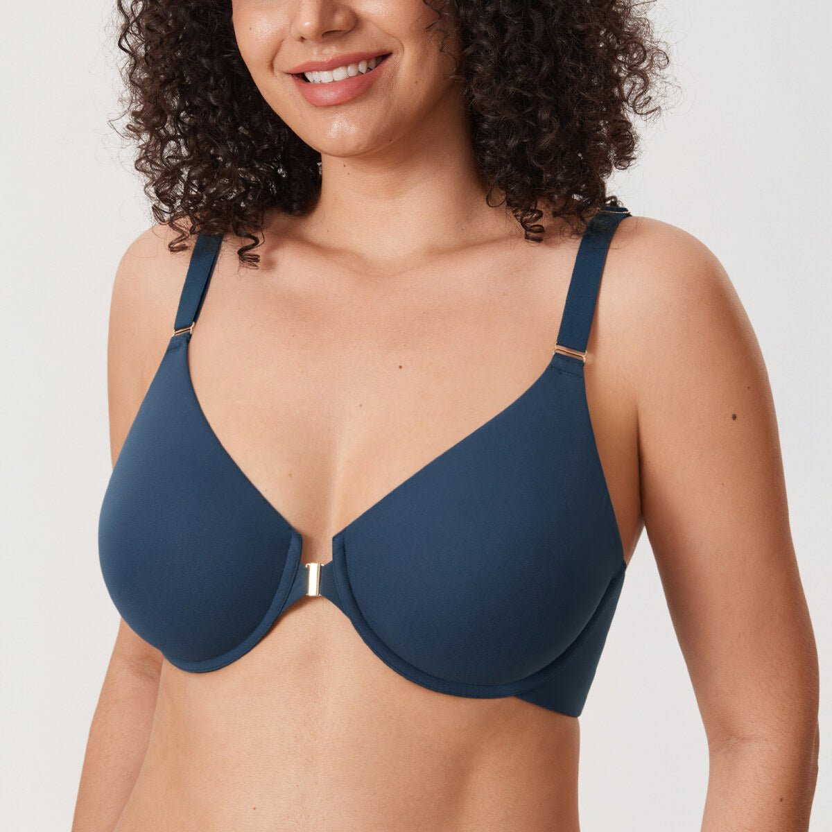 Inbarely Plus Front Closure Racerback Full Coverage Unlined Underwire Bra