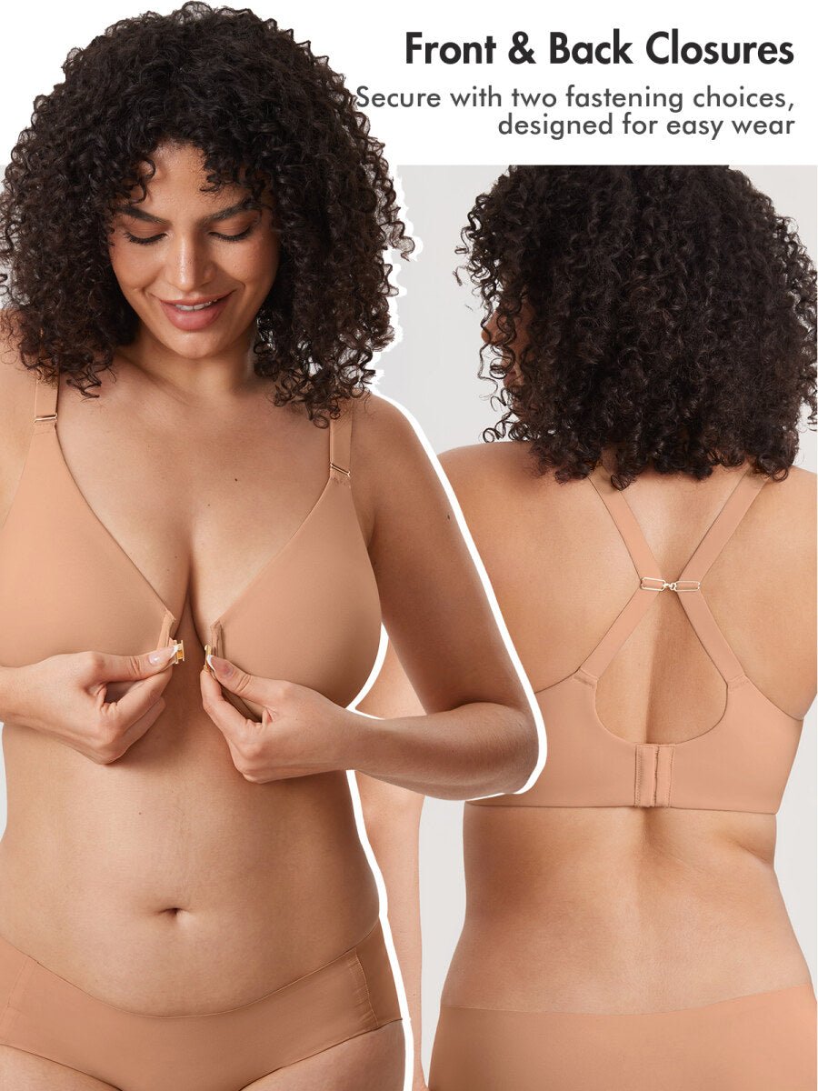 Inbarely Plus Front Closure Racerback Full Coverage Unlined Underwire Bra