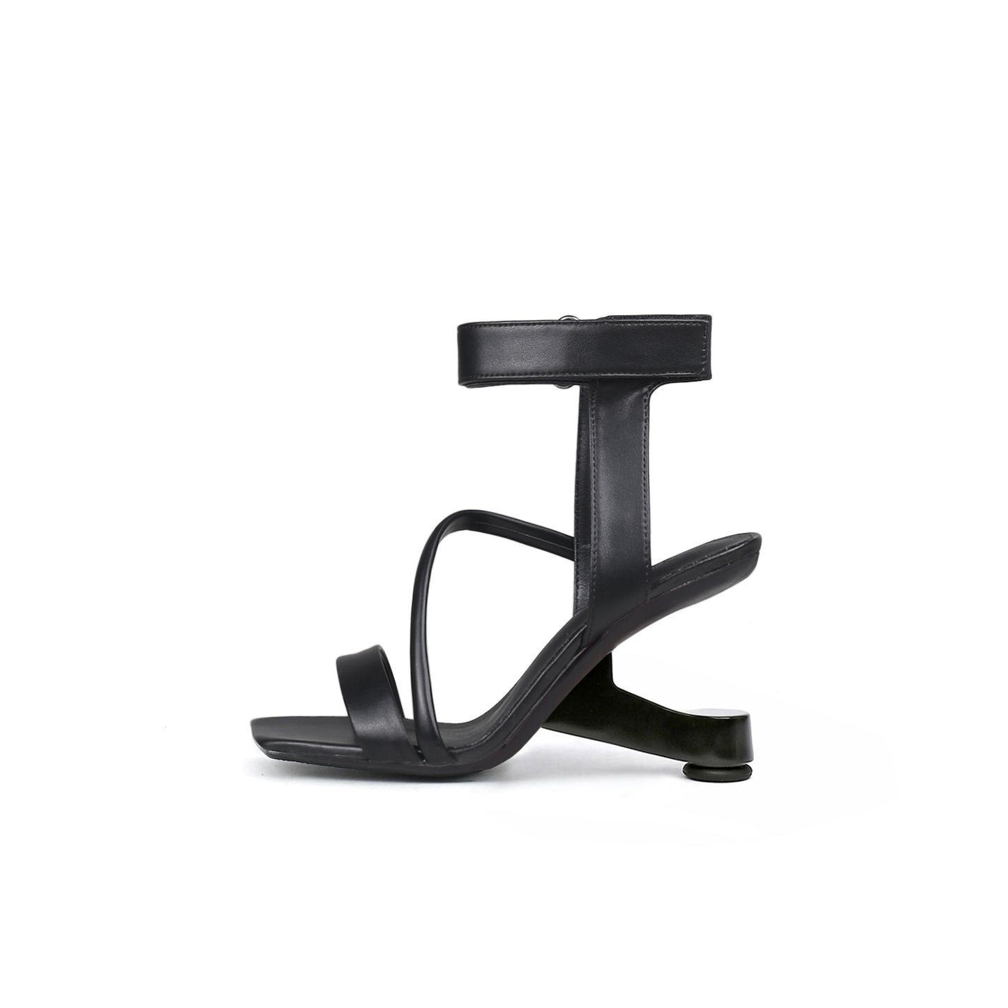 intertwined ankle strap sandals all black 1