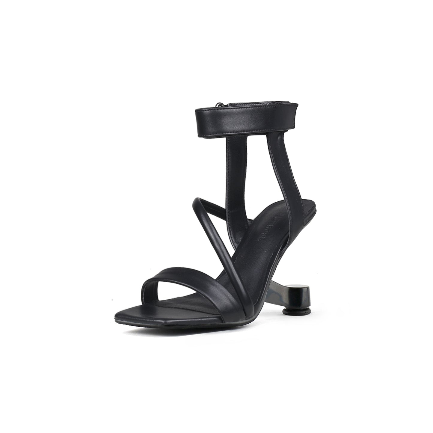 intertwined ankle strap sandals all black 2