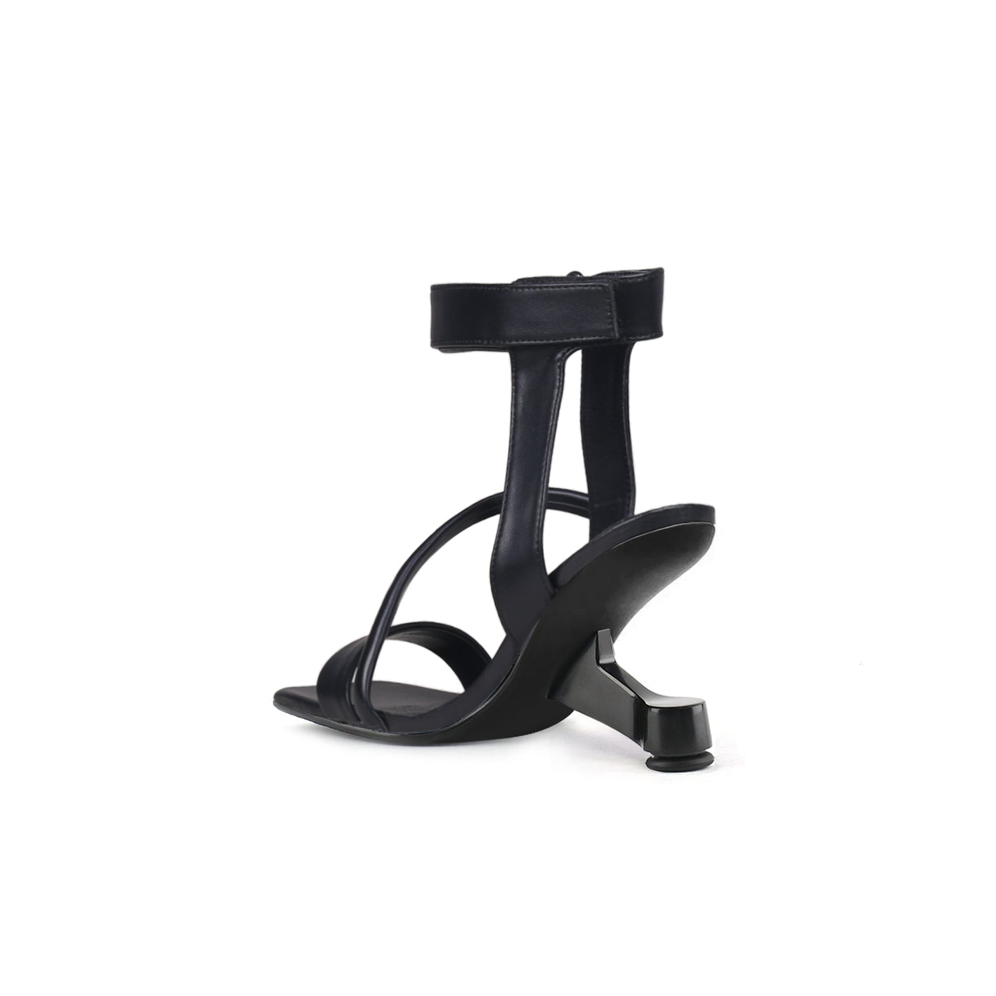 intertwined ankle strap sandals all black 4