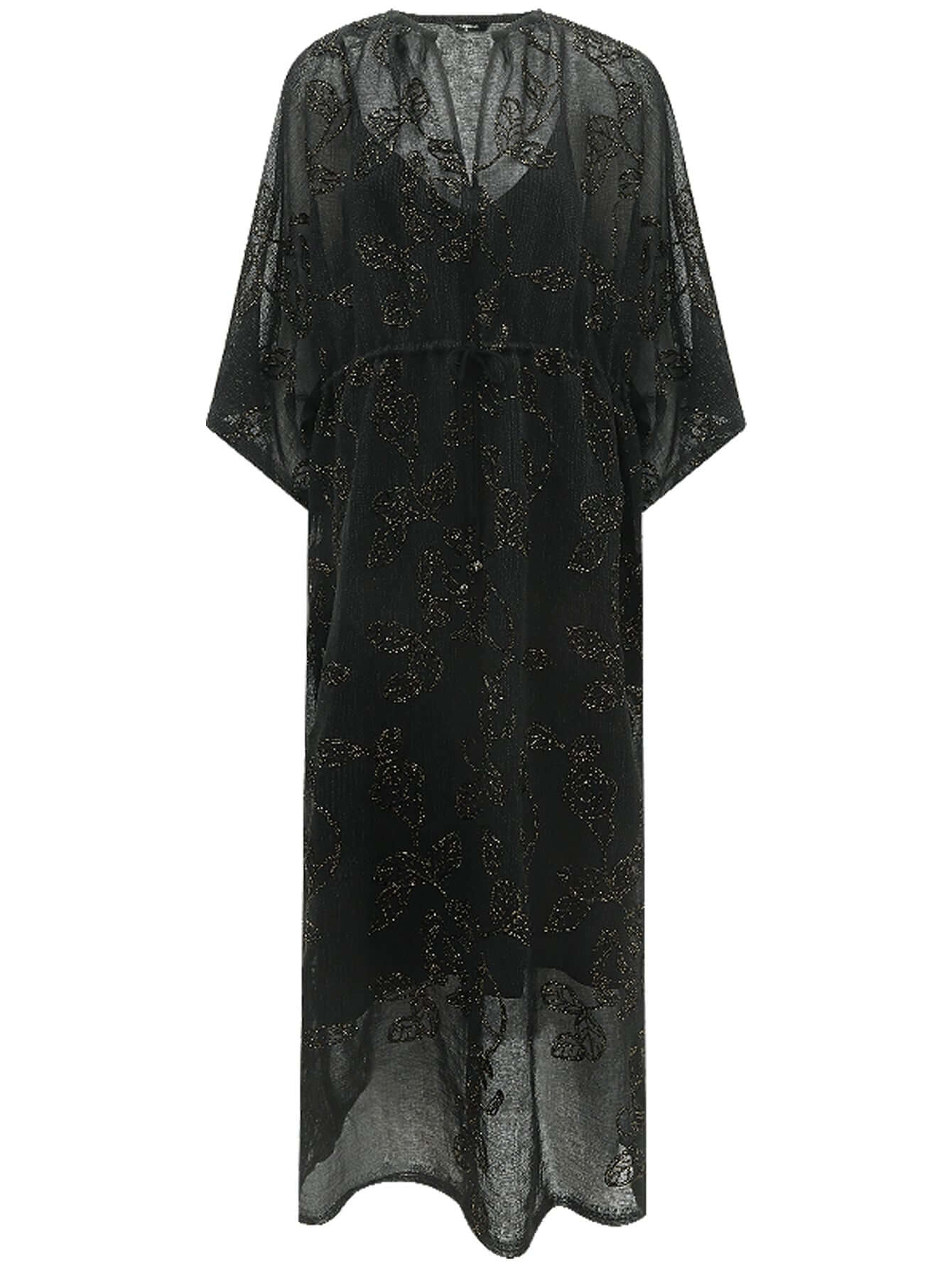 intricate glitter embroidered two piece dress all black 4