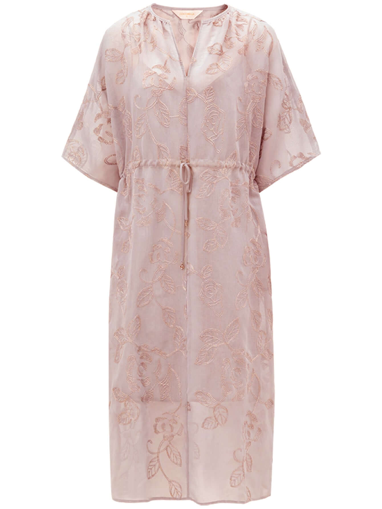 intricate glitter embroidered two piece dress all pink 4