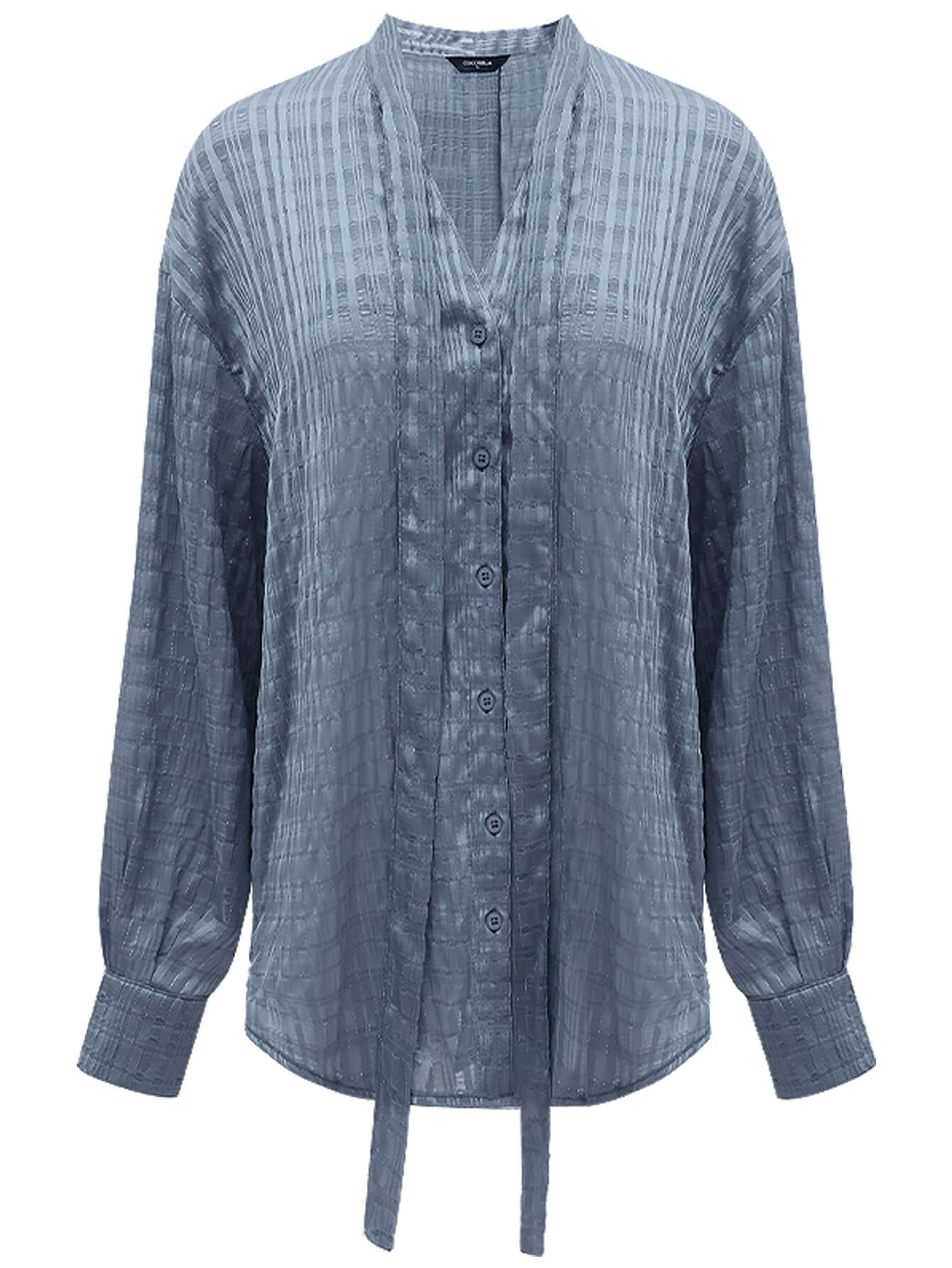 intricate sheer navy jacquard shirt with ribbon tie all navy 4