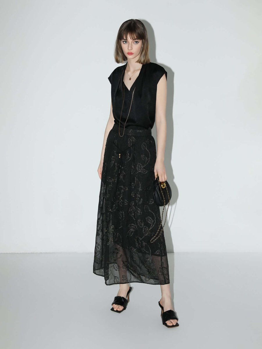 Intricately Embellished Glitter Embroidered Skirt - 0cm