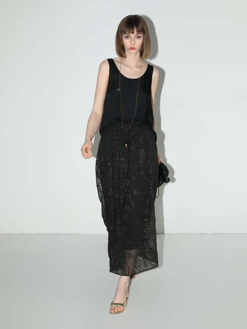 Intricately Embellished Glitter Embroidered Skirt - 0cm