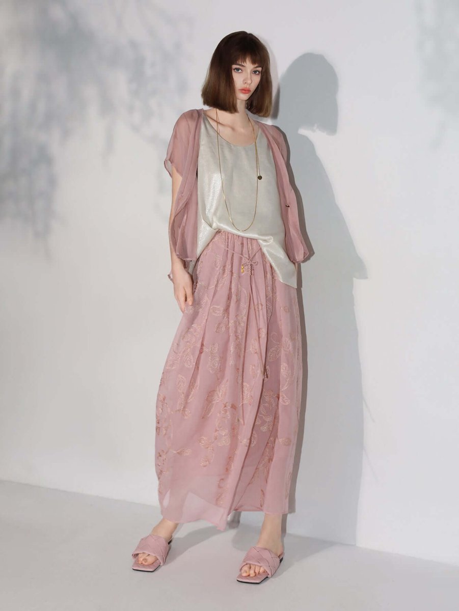 Intricately Embellished Glitter Embroidered Skirt - 0cm