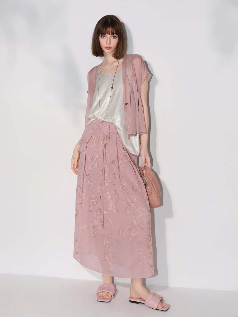 Intricately Embellished Glitter Embroidered Skirt - 0cm