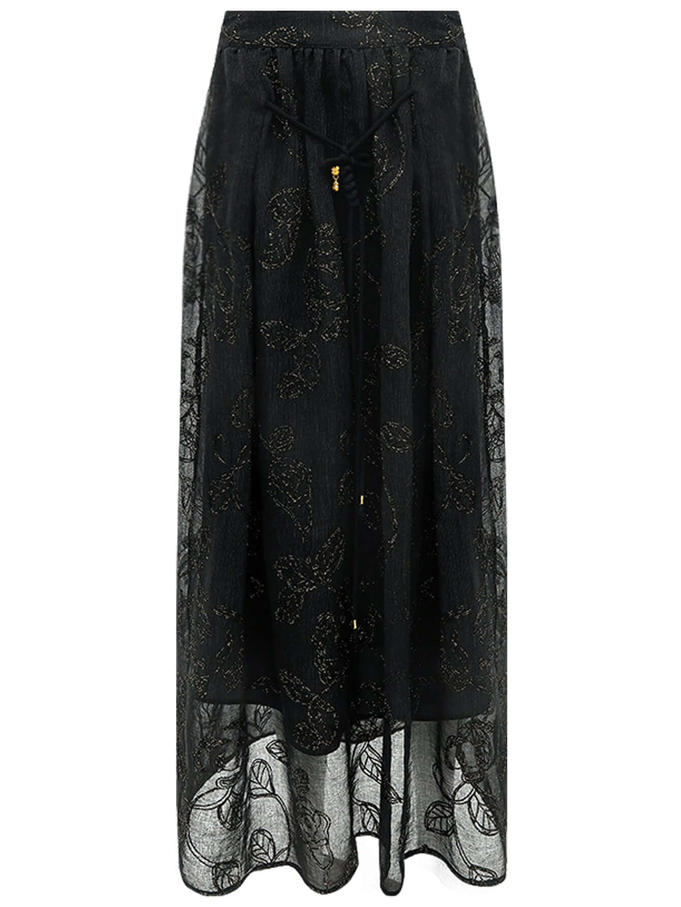 intricately embellished glitter embroidered skirt all black 4