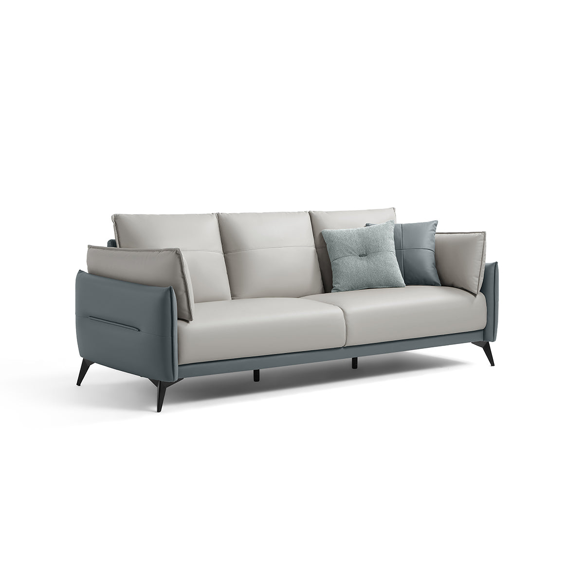 italian 3 seater minimalist style sofa blue 3