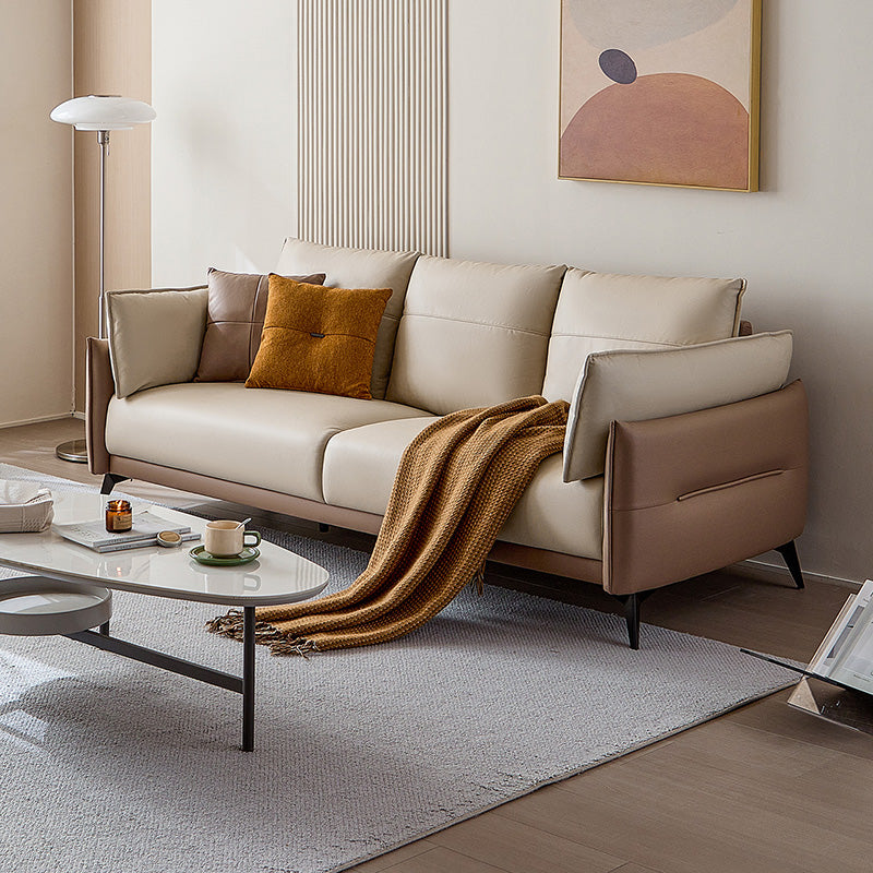 italian 3 seater minimalist style sofa brown 1