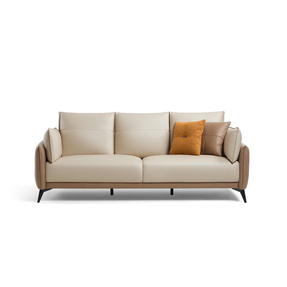 italian 3 seater minimalist style sofa brown 2