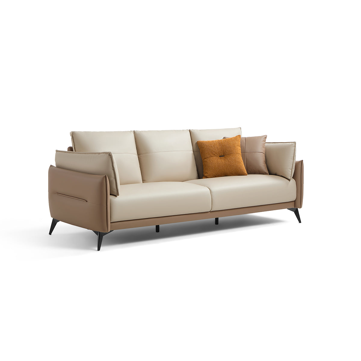italian 3 seater minimalist style sofa brown 3