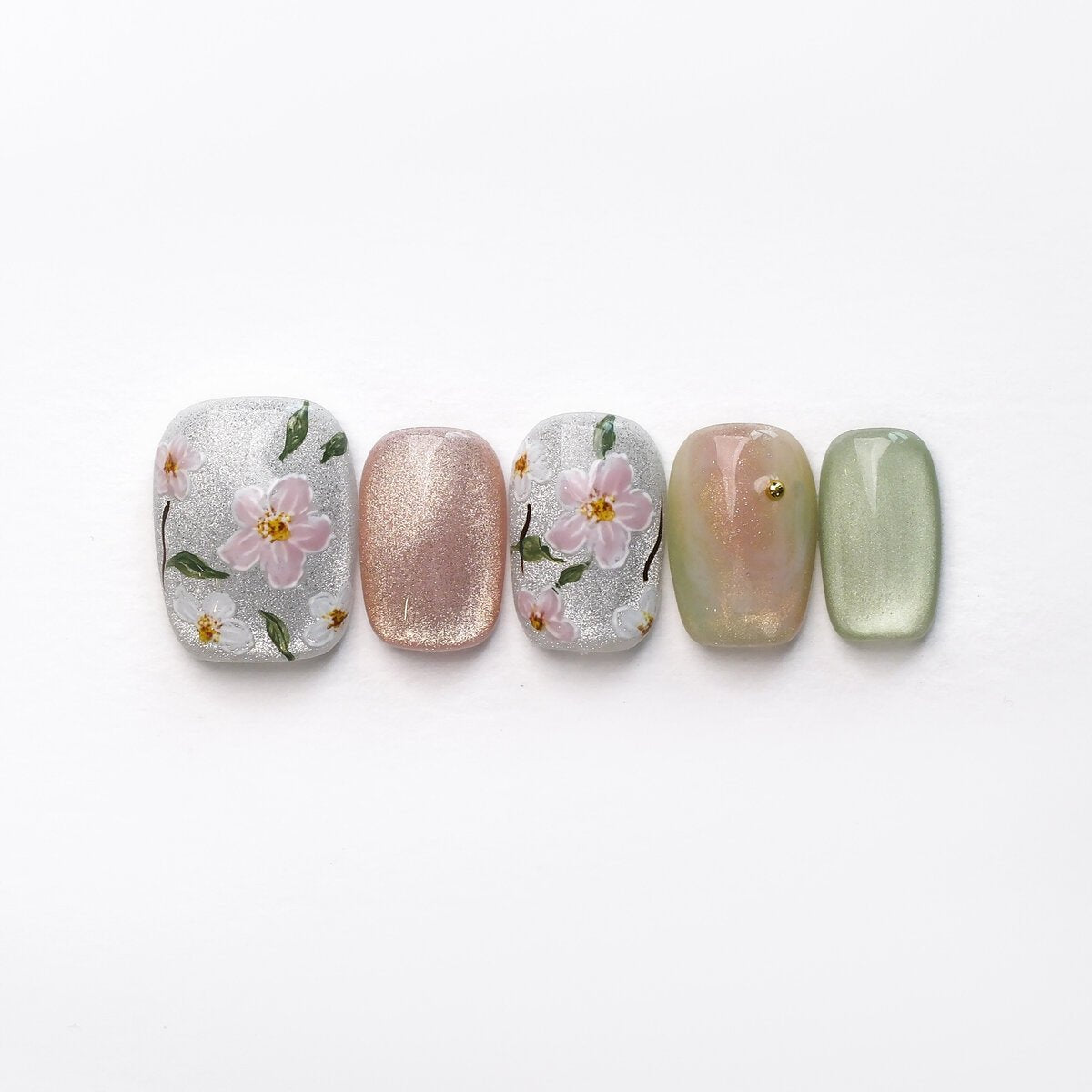 Jasmine Peach 3D Press-On Nails