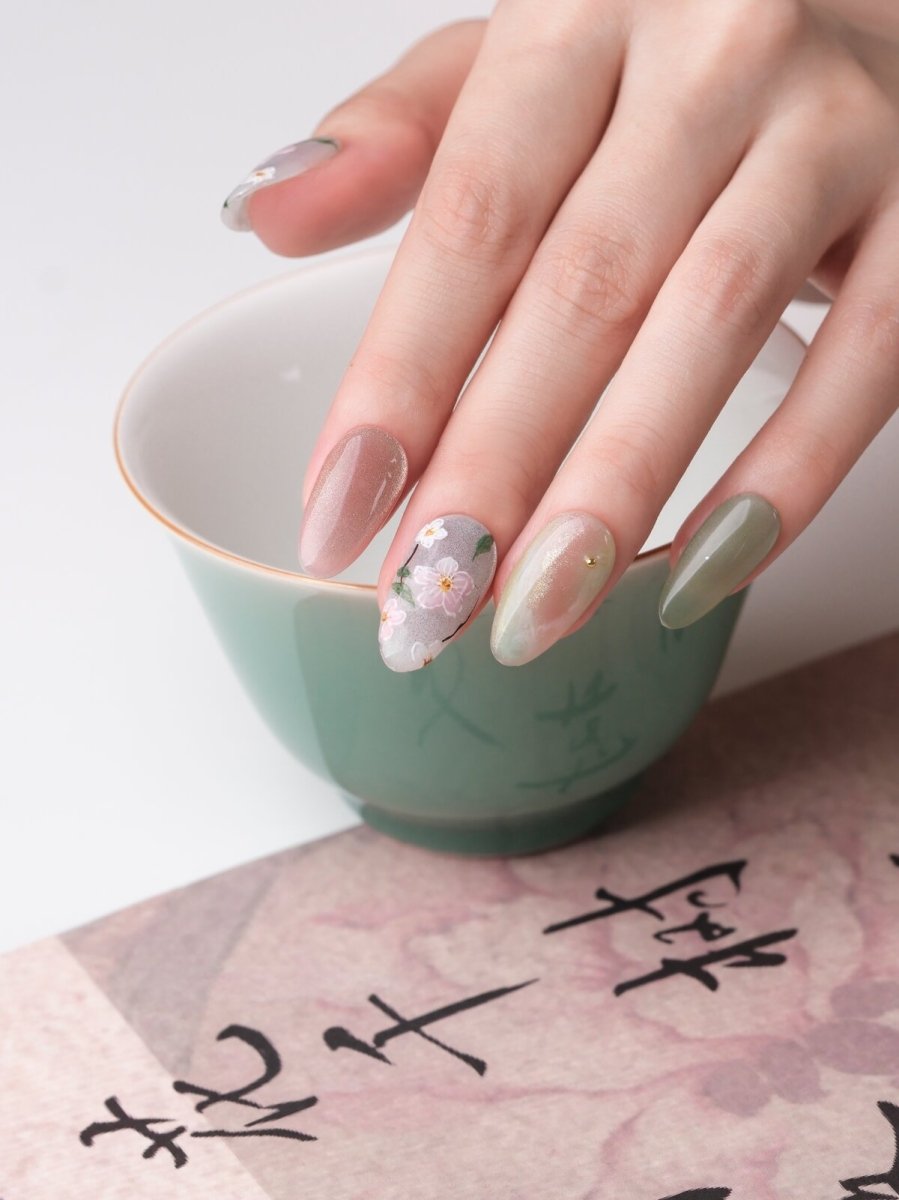 Jasmine Peach 3D Press-On Nails