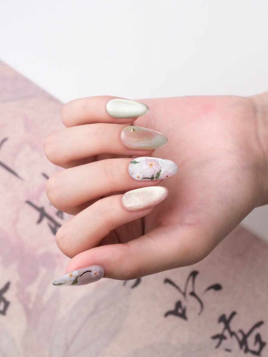 Jasmine Peach 3D Press-On Nails