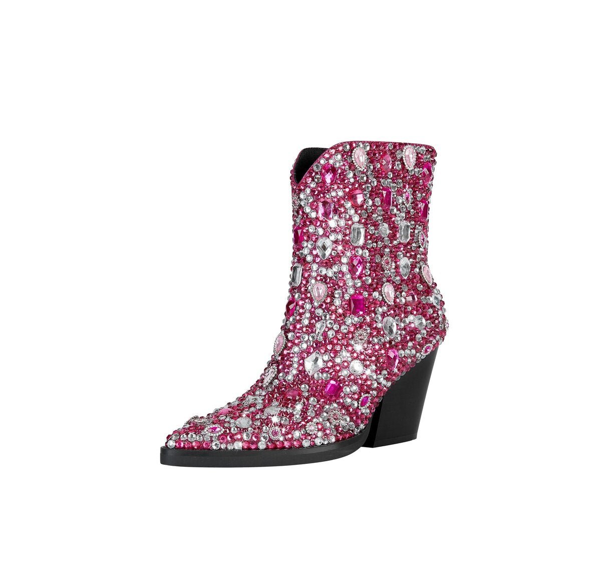 Jeweled Rhinestone Pointed Toe Western Ankle Boots