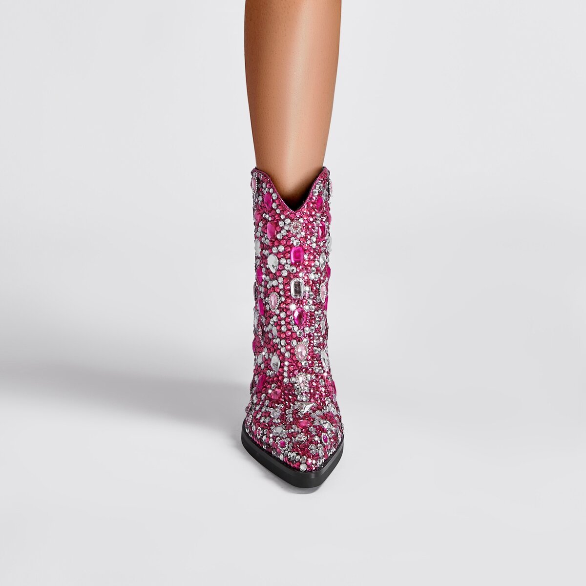 Jeweled Rhinestone Pointed Toe Western Ankle Boots