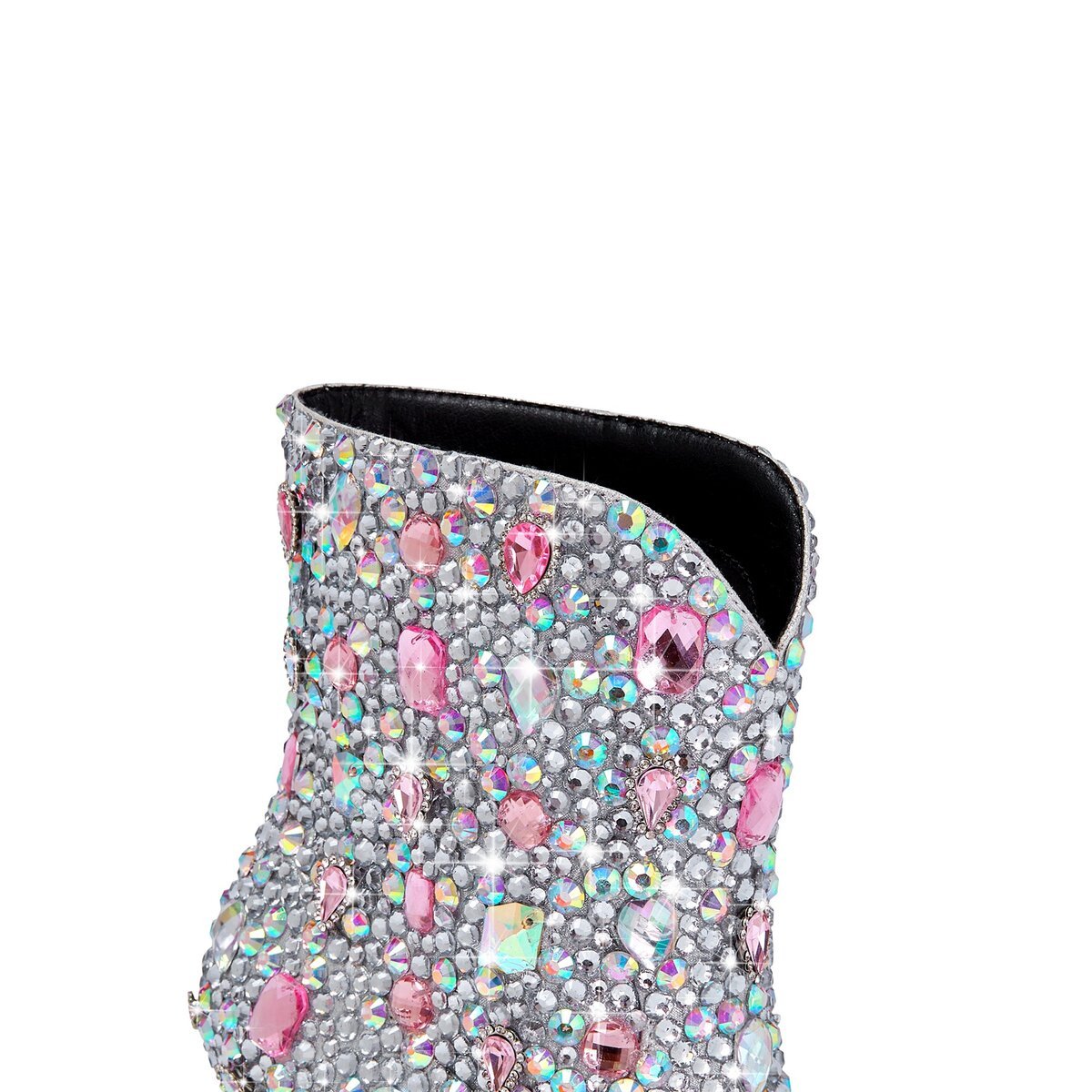 Jeweled Rhinestone Pointed Toe Western Ankle Boots
