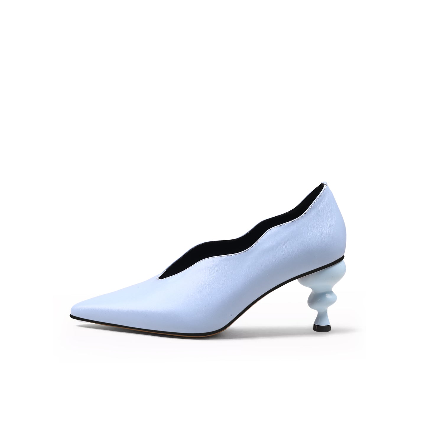 kettle heel scalloped edges pumps all blue 1
