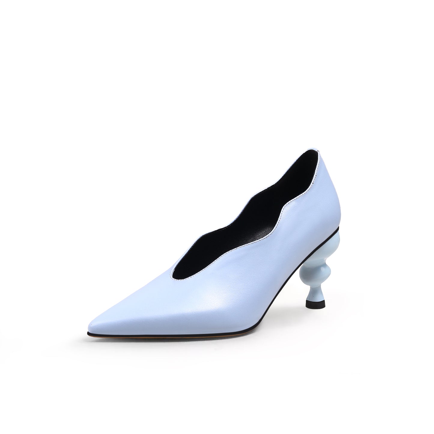 kettle heel scalloped edges pumps all blue 2