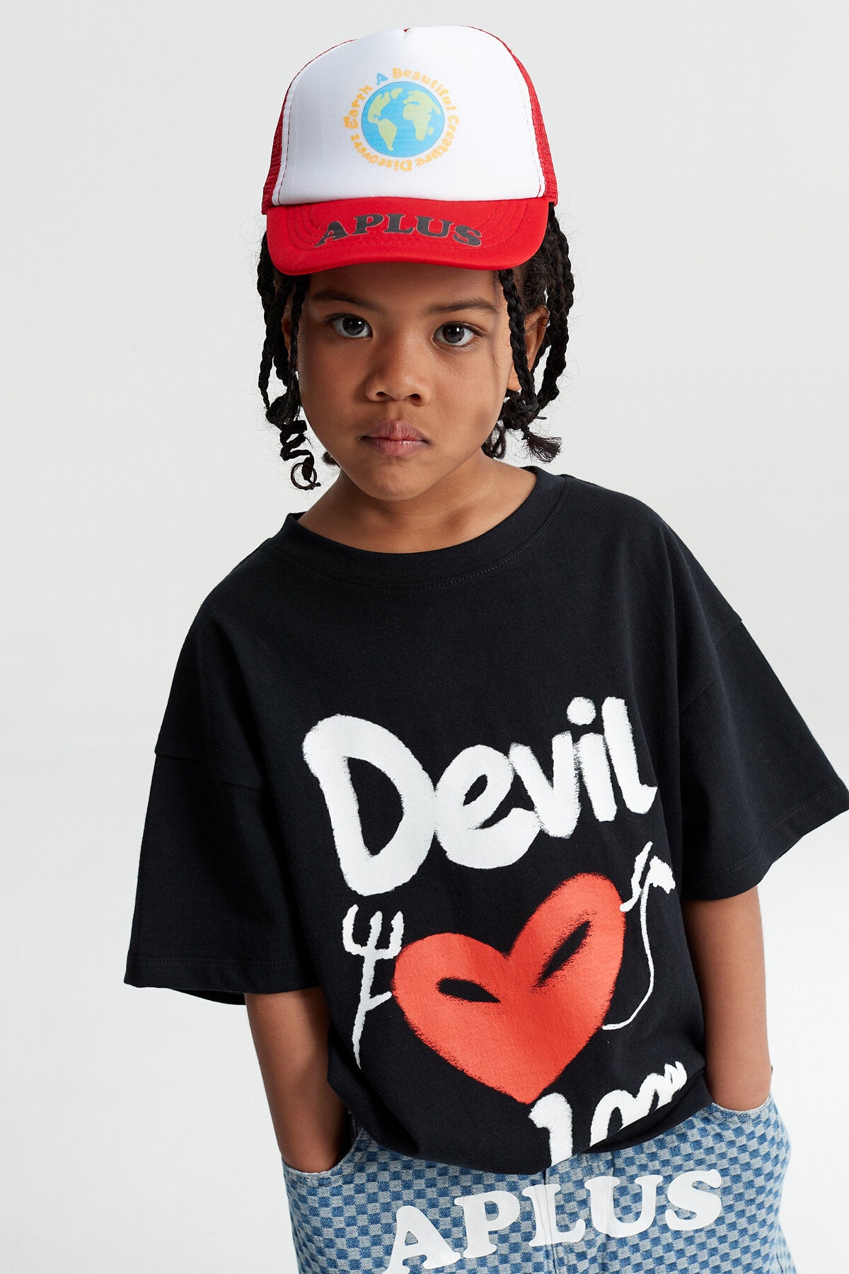 Kids Angel Devil Graphic T-Shirt – Screen-Printed Oversized Everyday Tee