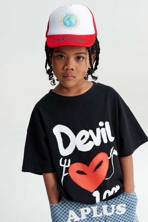 Kids Angel Devil Graphic T-Shirt – Screen-Printed Oversized Everyday Tee
