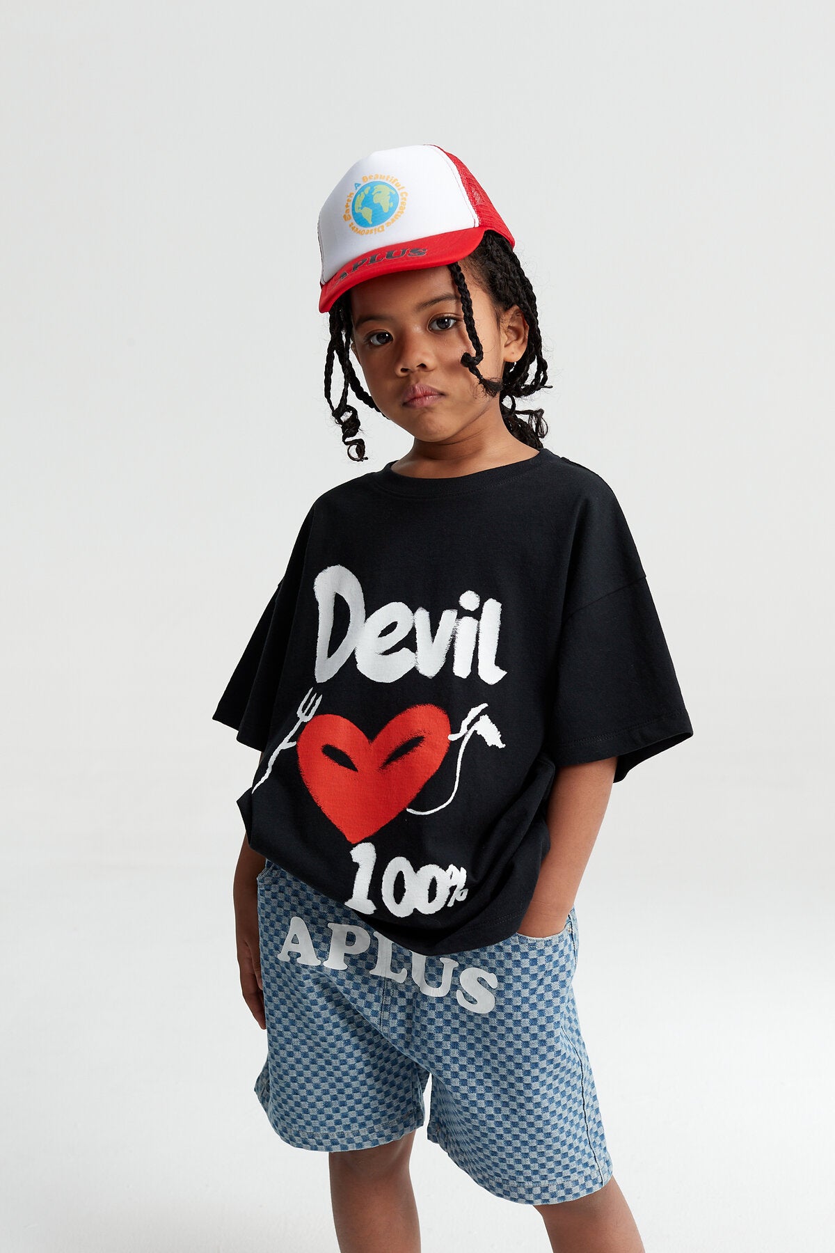 Kids Angel Devil Graphic T-Shirt – Screen-Printed Oversized Everyday Tee