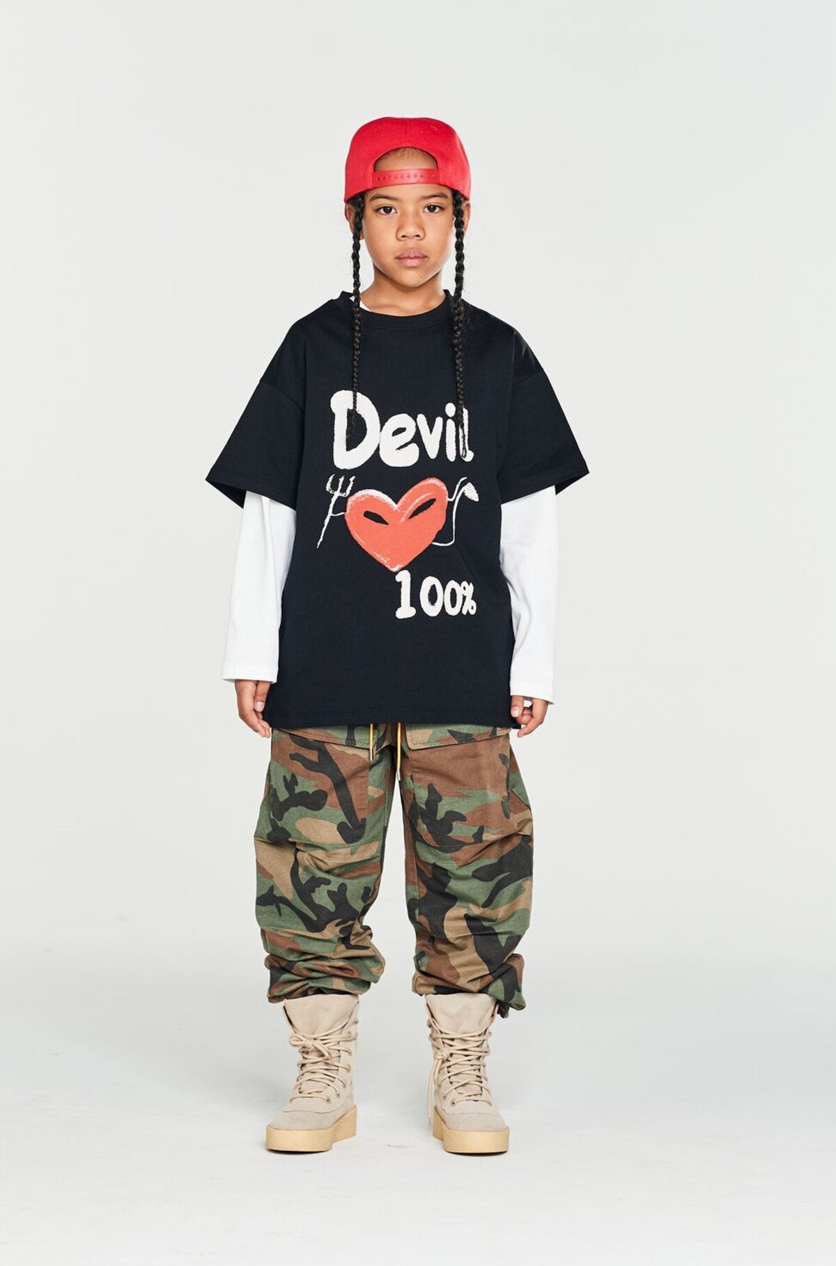 Kids Angel Devil Graphic T-Shirt – Screen-Printed Oversized Everyday Tee