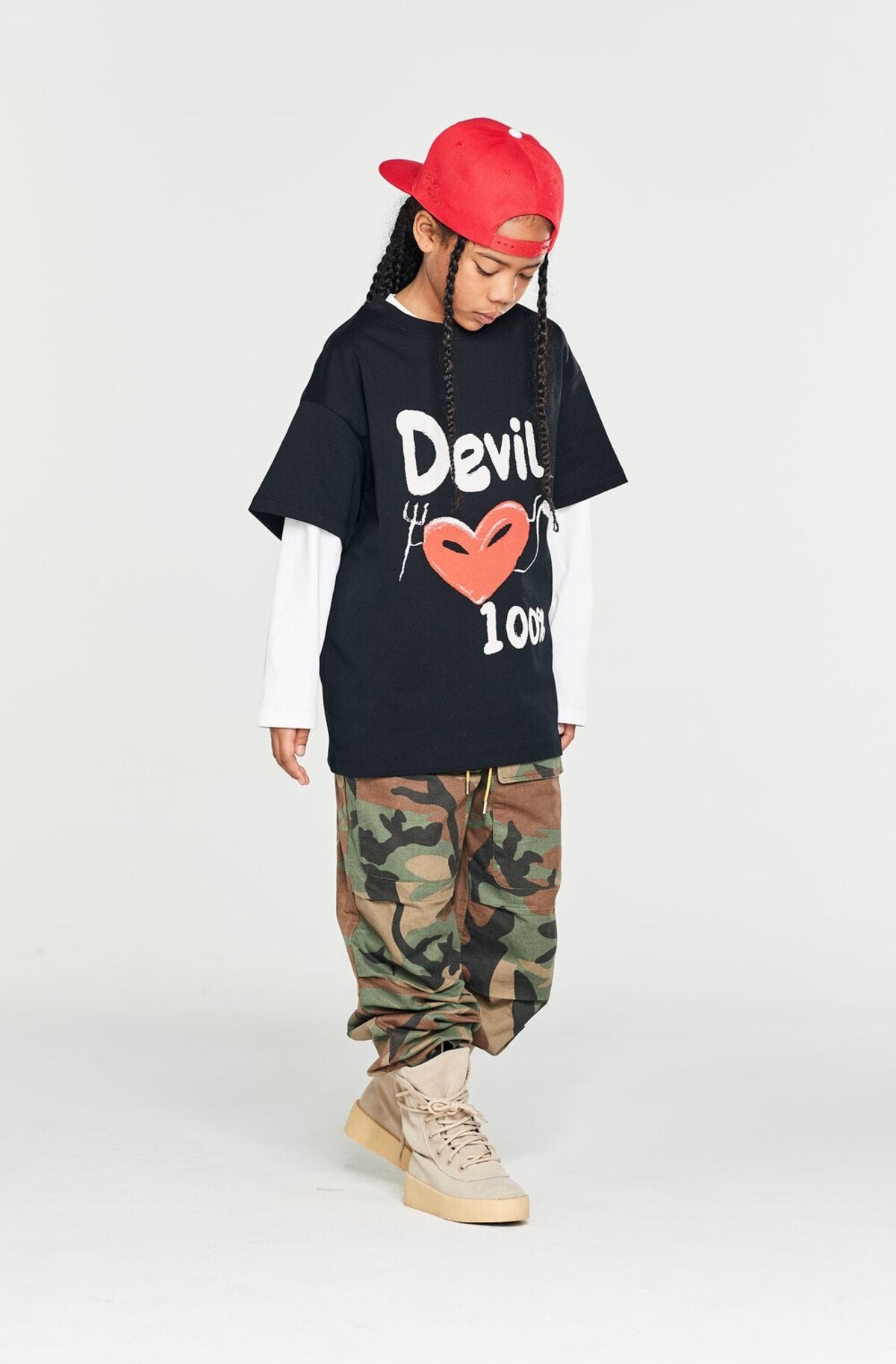 Kids Angel Devil Graphic T-Shirt – Screen-Printed Oversized Everyday Tee