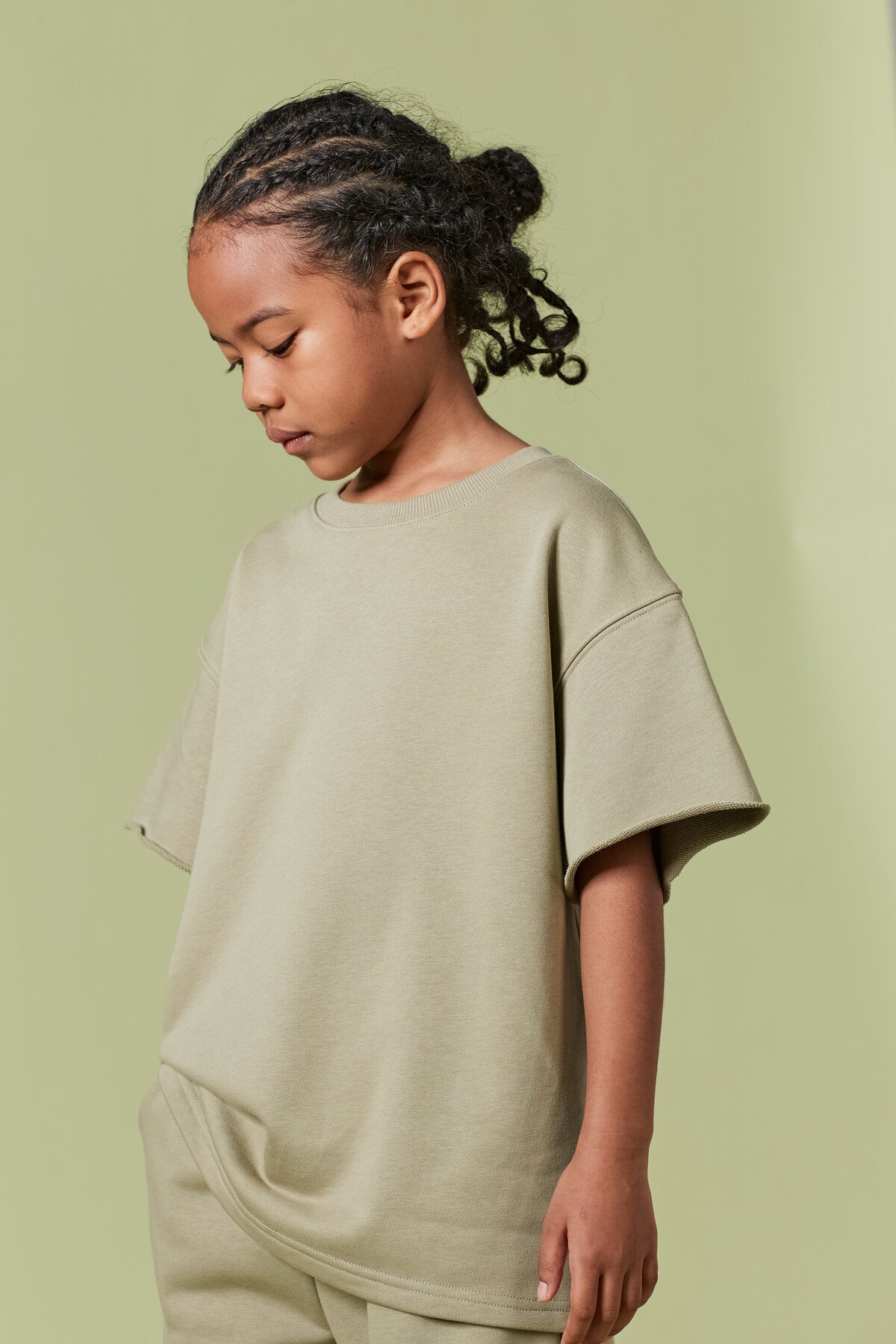 Kids APLUS DMINUS Bermuda Distressed Boxy T-Shirt – 100% Cotton Raw-Edge Relaxed Tee