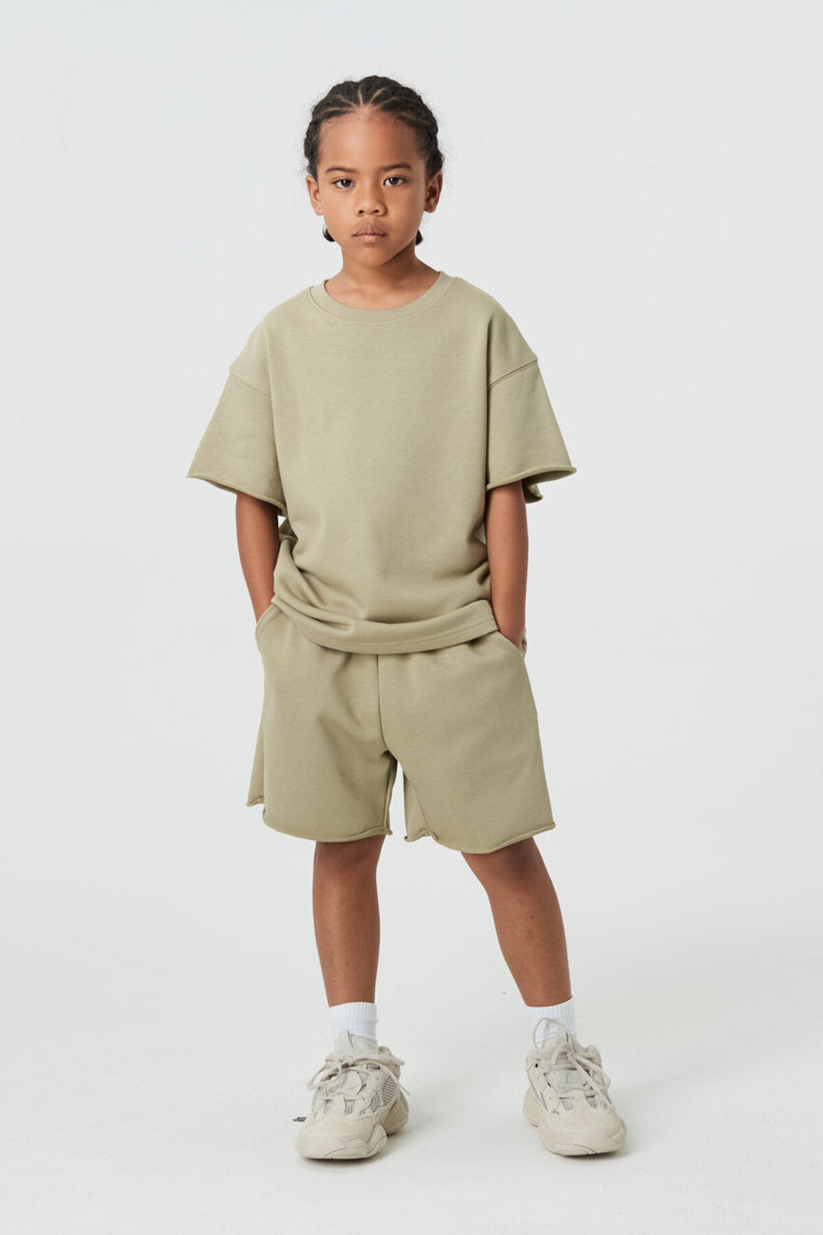 Kids APLUS DMINUS Bermuda Distressed Boxy T-Shirt – 100% Cotton Raw-Edge Relaxed Tee