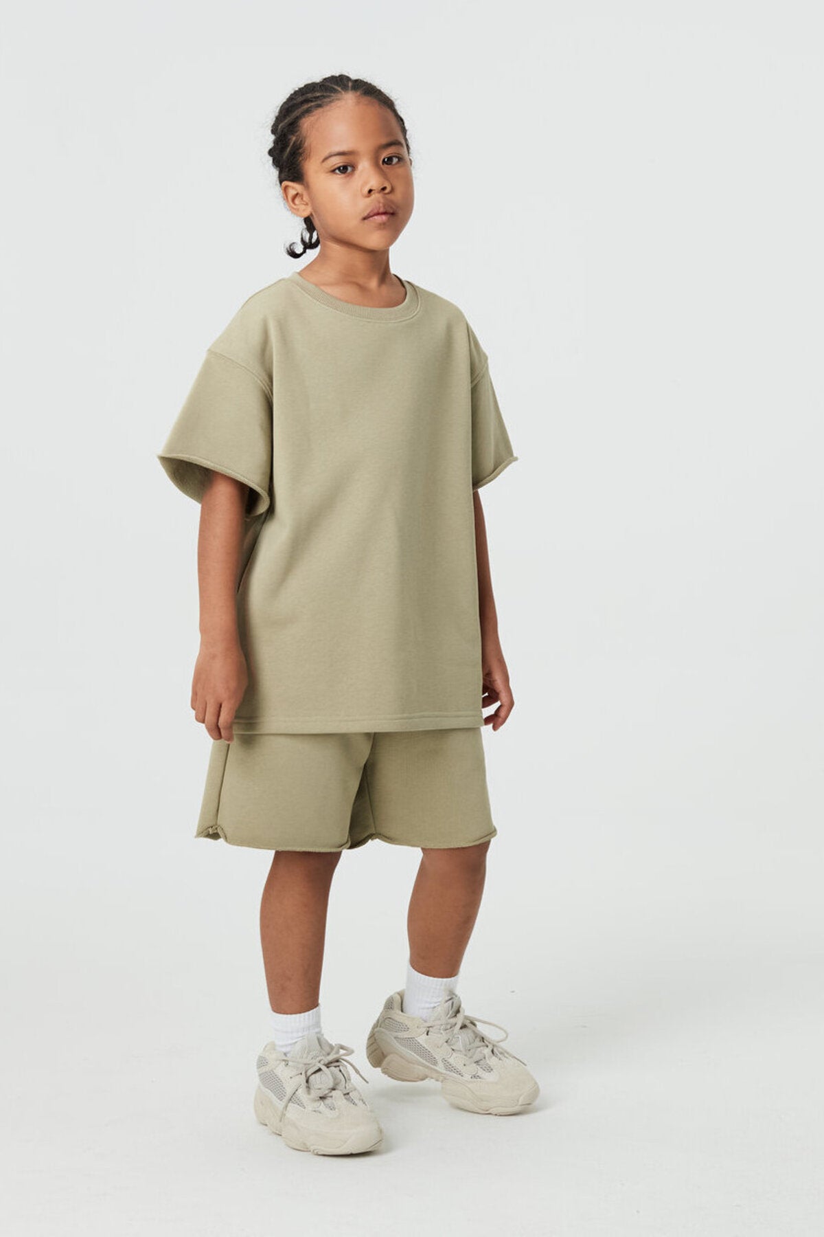 Kids APLUS DMINUS Bermuda Distressed Boxy T-Shirt – 100% Cotton Raw-Edge Relaxed Tee