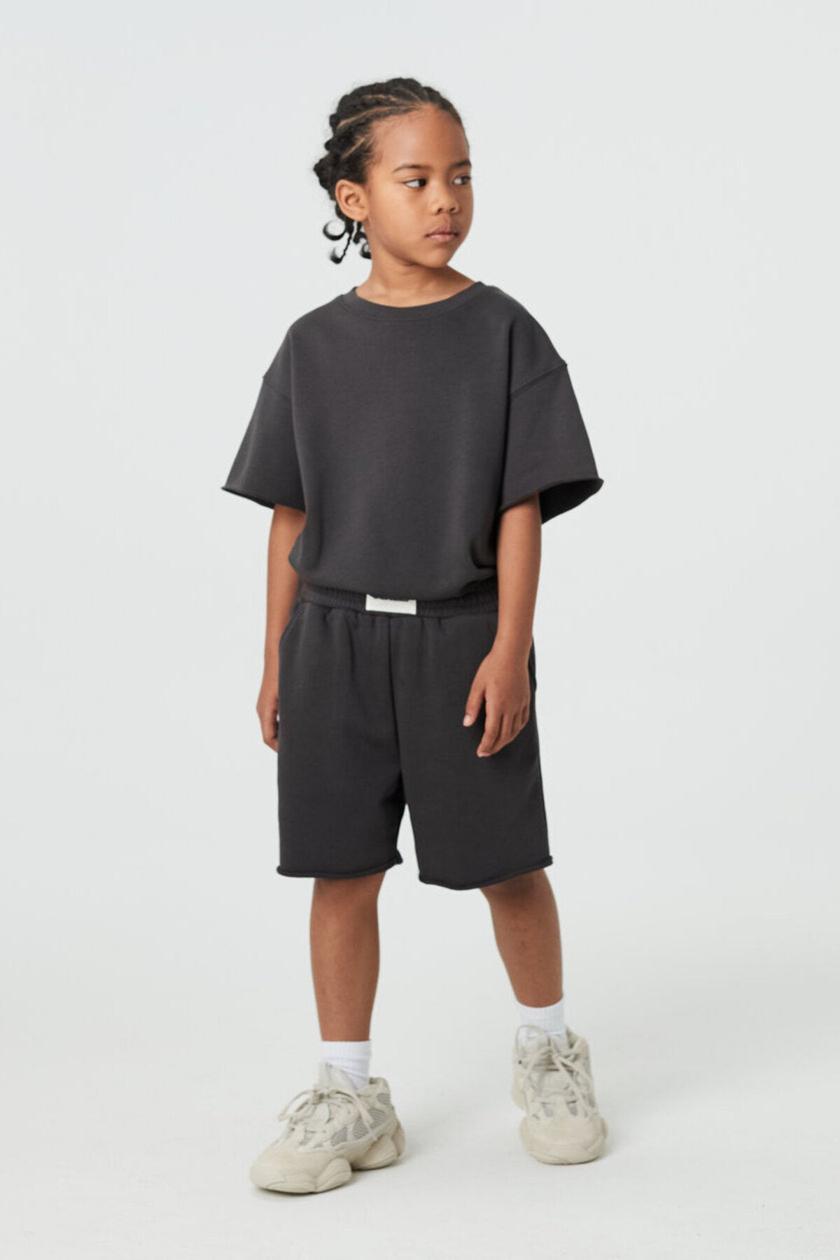 Kids APLUS DMINUS Bermuda Distressed Boxy T-Shirt – 100% Cotton Raw-Edge Relaxed Tee